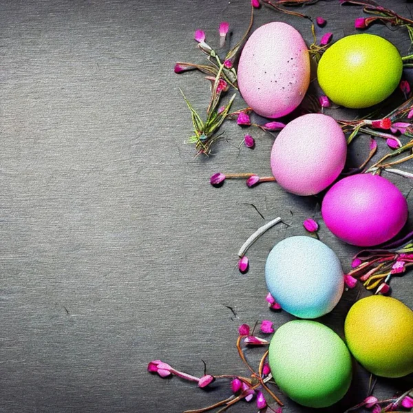 Happy Eastern Meetings Colourful Eggs Bunny — Photo