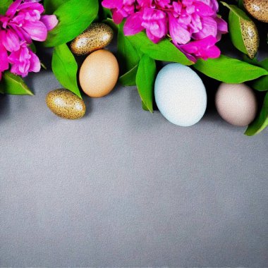 Happy Eastern Meetings with colourful Eggs with a bunny