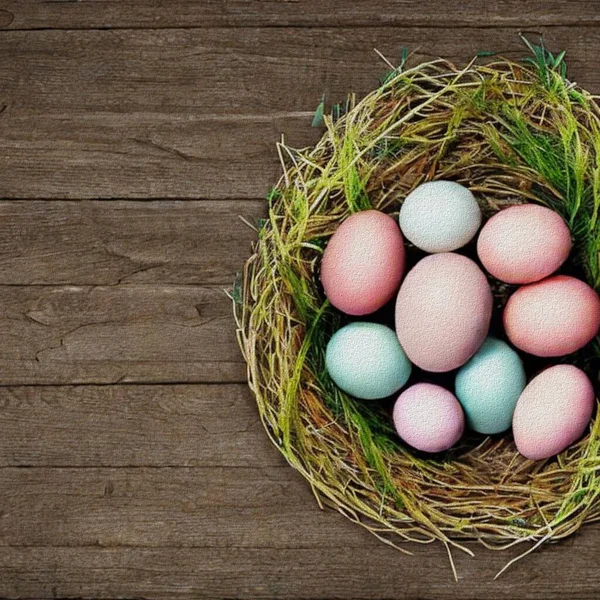 カラフルな卵とウサギと幸せな東部挨拶 — ストック写真