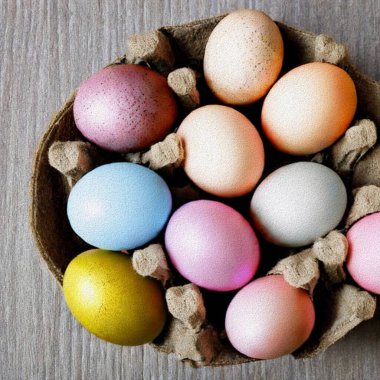 Happy Eastern Greetings with colourful Eggs and a bunny