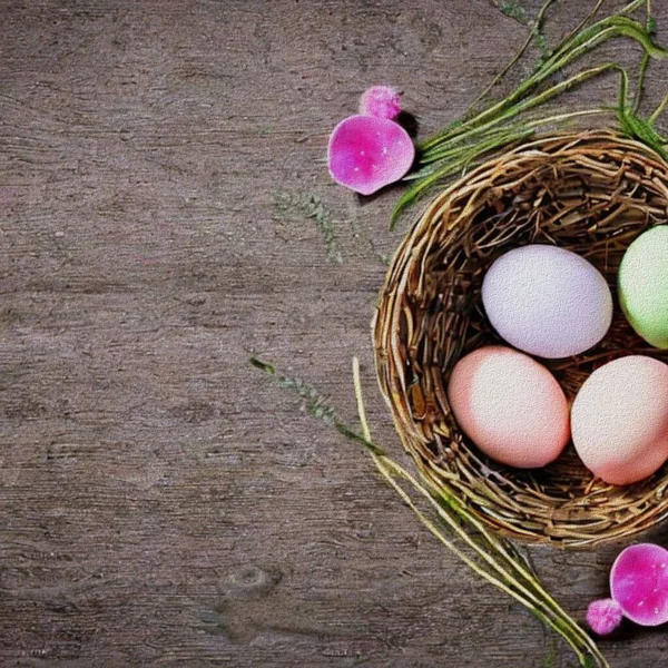 カラフルな卵とウサギと幸せな東部挨拶 — ストック写真