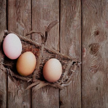 Happy Eastern Greetings with Eggs and a bunny