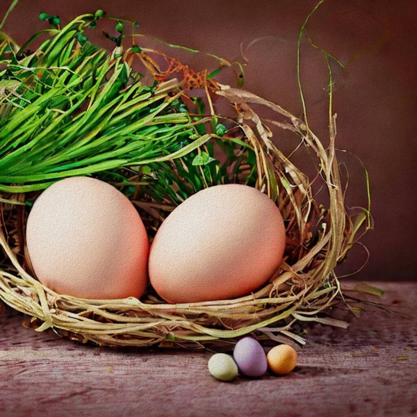 卵とウサギと幸せな東部挨拶 — ストック写真