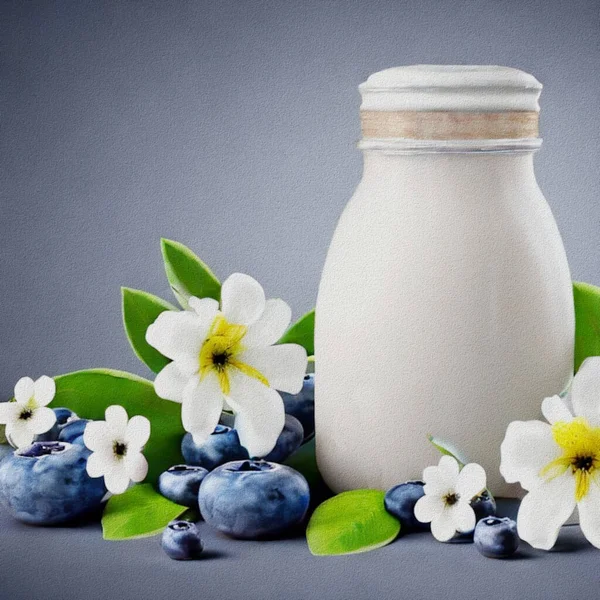 Επιδόρπιο Από Γάλα Και Βατόμουρα — Φωτογραφία Αρχείου