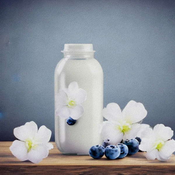 Dessert Milk Blueberries — Fotografia de Stock