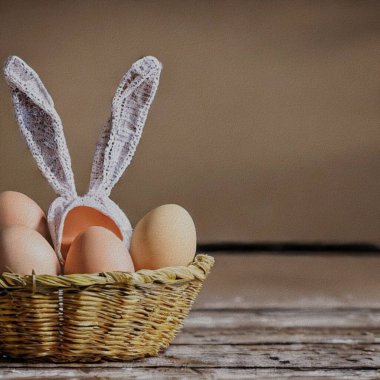 Beautiful Greetings for Eastern with colourful Eggs and a bunny