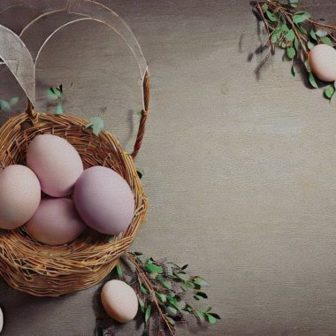 Beautiful Greetings for Eastern with colourful Eggs and a bunny