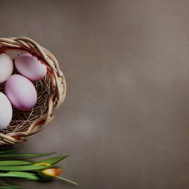 Beautiful Greetings for Eastern with colourful Eggs and a bunny
