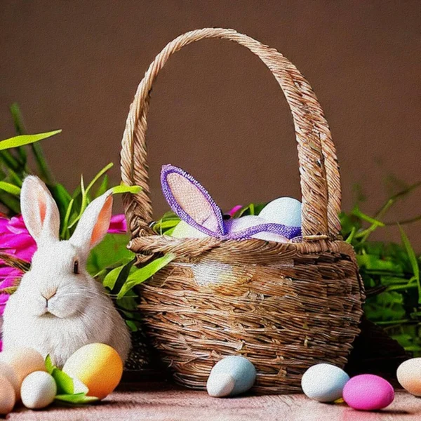 Beautiful Greetings Eastern Colourful Eggs Bunny — Stockfoto