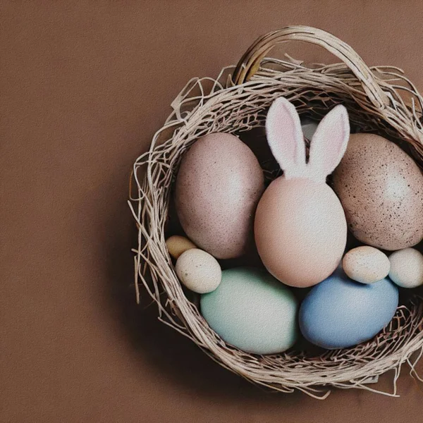 Beautiful Greetings Eastern Colourful Eggs Bunny — Stockfoto