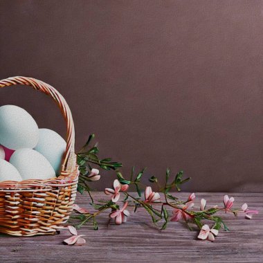 Beautiful Greetings for Eastern with colourful Eggs and a bunny