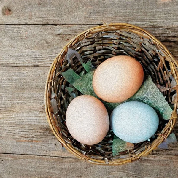 カラフルな卵とウサギと東部のための美しい挨拶 — ストック写真