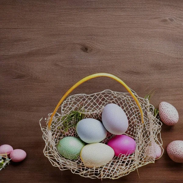 Beautiful Greetings Eastern Colourful Eggs Bunny — Zdjęcie stockowe