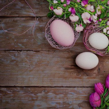Lovely happy Eastern greetings with colourful Eggs and a bunny