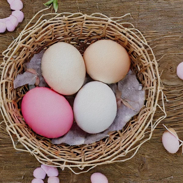 Lovely Happy Eastern Greetings Colourful Eggs Bunny — Zdjęcie stockowe