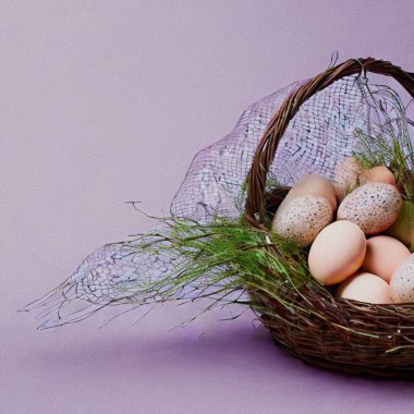 Lovely happy Eastern greetings with colourful Eggs and a bunny