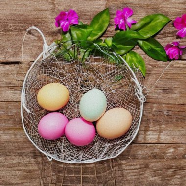 Lovely happy eastern greetings with colourful Eggs and a bunny
