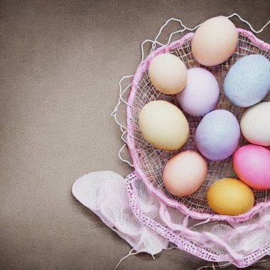 Lovely happy eastern greetings with colourful Eggs and a bunny