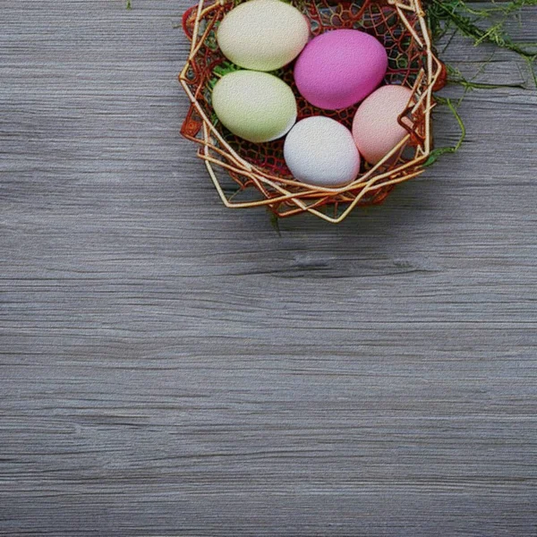 Lovely Happy Eastern Greetings Colourful Eggs Bunny — Zdjęcie stockowe