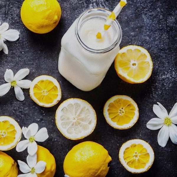 Fresh Dessert Jogurt Lemon Zdjęcie Stockowe
