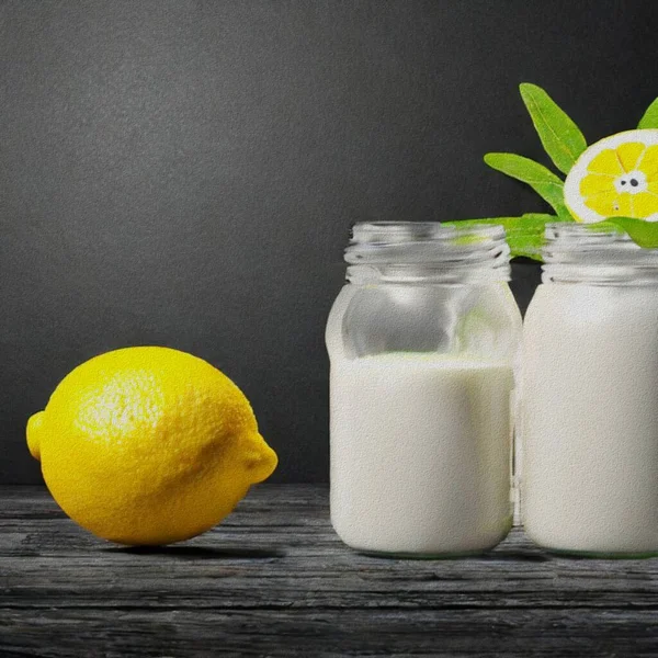 Fresh Dessert Jogurt Lemon Jogdíjmentes Stock Képek