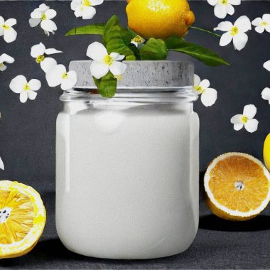 a fresh dessert of jogurt with lemon