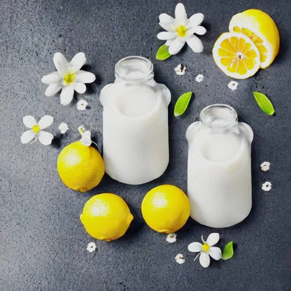 Fresh Dessert Jogurt Lemon Obrazek Stockowy