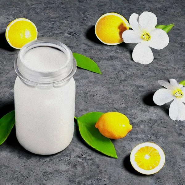 Fresh Dessert Jogurt Lemon Obraz Stockowy