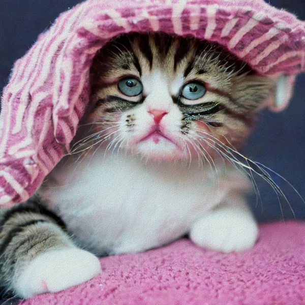 帽子付きの甘い猫 ロイヤリティフリーのストック画像