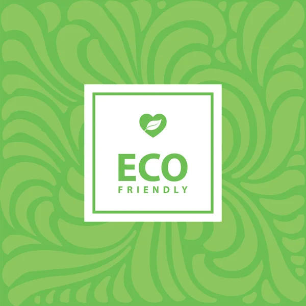 Green Eco Friendly Background Floral Design Decorative Template Leaf Heart — 图库矢量图片
