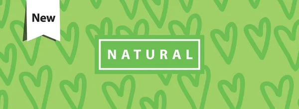 Natural Зелений Банер Весняна Колекція Новий Банер Знижкою Візерунок Сердець — стоковий вектор
