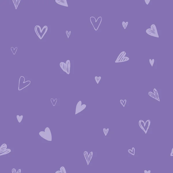 Hearts Violet Seamless Pattern Background — Stock Vector