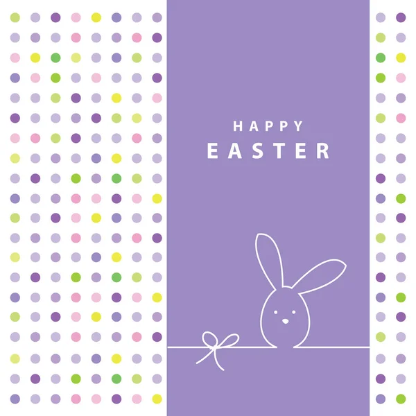 Pasen Kaart Met Bunny Kleurrijke Decoratieve Stippen — Stockvector
