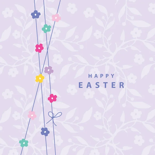 Velikonoční Květinová Pohlednice Blahopřání Barevnými Květy — Stockový vektor