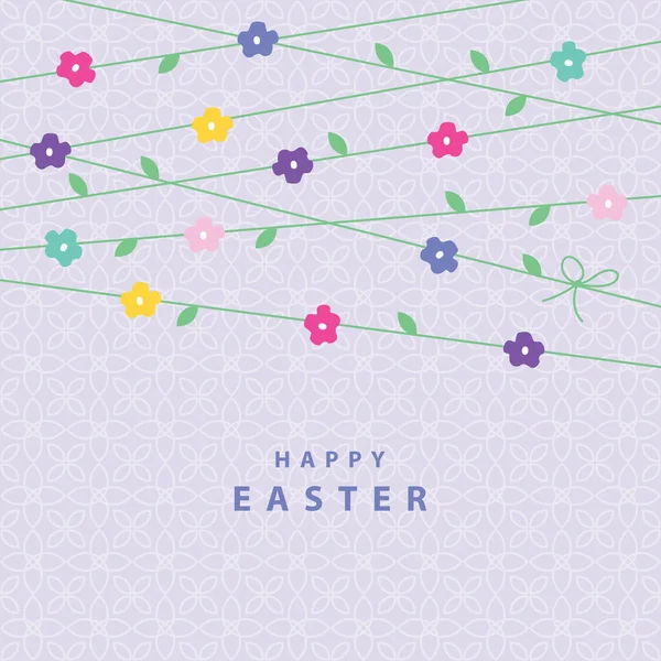 Wielkanocna Kartka Kwiatowa Kartka Okolicznościowa Kolorowymi Kwiatami — Wektor stockowy