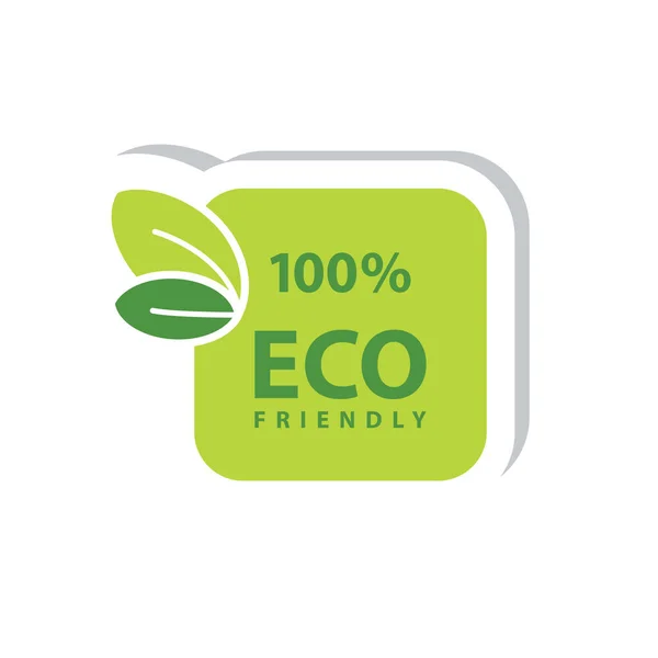 Ícone Sinal Ecológico Com Folha Verde Rótulo Selo Ecológico 100 — Vetor de Stock
