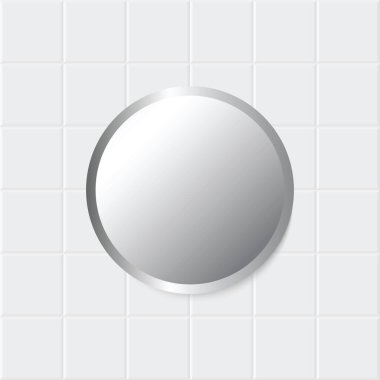 Beyaz fayanslar üzerinde krom çerçeve ile ayna klasik arkaplan