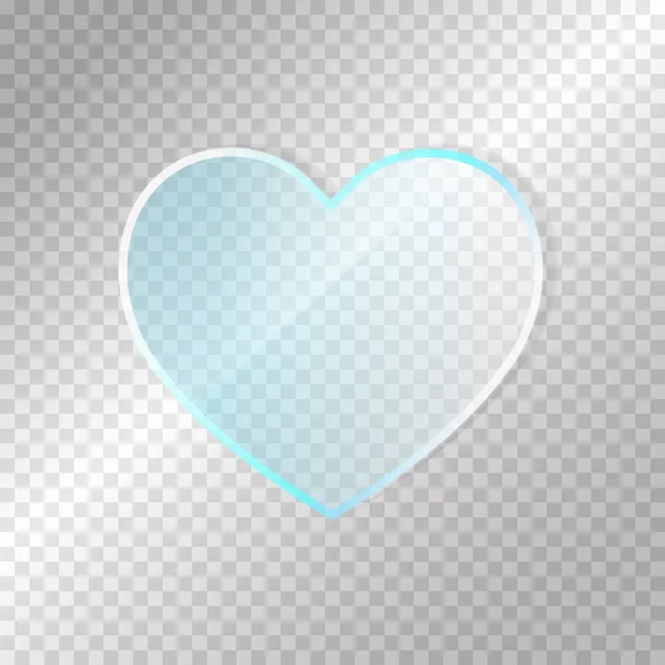 Glass Heart Transparent Background Copy Space — Stock Vector