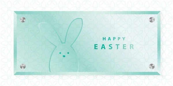Happy Easter Web Banner Transparent Glass Boarad Copy Space — Stock Vector