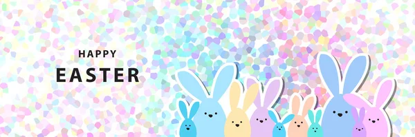 Paskalya Bayrağı Renkli Tavşan Ailesi — Stok Vektör