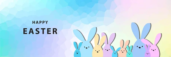 Paskalya Bayrağı Renkli Tavşan Ailesi — Stok Vektör