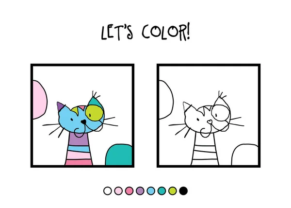 Personagem Gato Colorido Vamos Colorir Atividade Cor Desenho Livro Para Ilustrações De Bancos De Imagens Sem Royalties