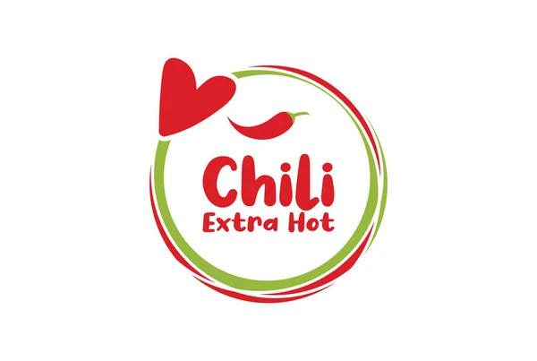 Chili Extra Hot Sign Label Sticker Tag Text Design Green — Stock Vector