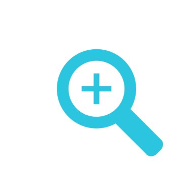 Büyütece Büyüt, Büyüteç Simgesi Büyüt, Beyaz arkaplanda mavi simge