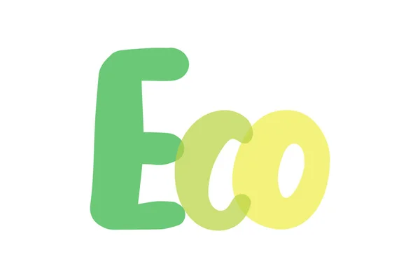 Eco Grüntöne Typografie Hintergrund Etikett Aufkleber Text Design Schild Weißer — Stockvektor