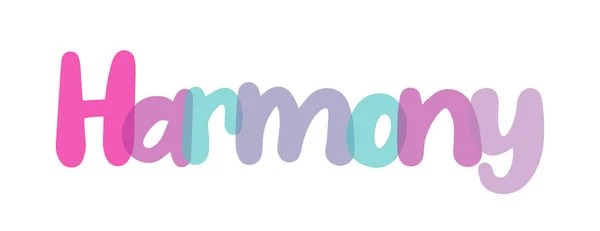 Harmony Tipográfia Jel Felirat Rózsaszín Lila Kék Orgona Színkombináció Fehér — Stock Vector