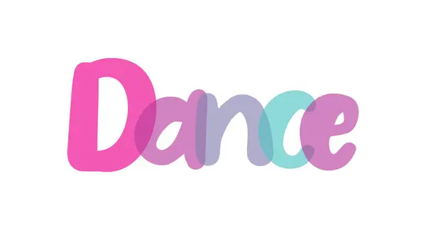 Signe Typographie Danse Lettrage Coloré Rose Violet Combinaison Couleurs Bleues — Image vectorielle