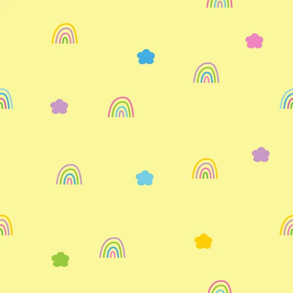 Rainbow Seamless Pattern Background Yellow Background — Stock Vector