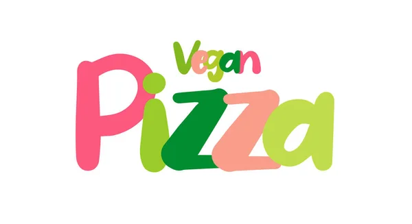 Vegan Pizza Sign Sticker Label Tag Lettering Typography Design Element — Stock Vector