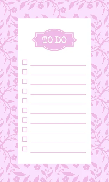 List Blank Template Check Box Floral Background — Stock Vector